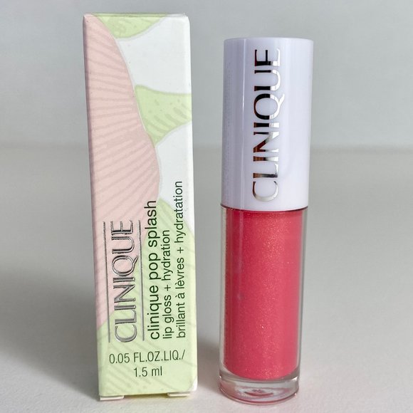Clinique Pop Splash Lip Gloss + Hydration 12 Rosewater Pop - Picture 1 of 6